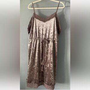 Y2K Velvet Dress Purple 2XL Lace Trim